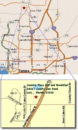 Map showing location of Country Bed and Breakfast in Lutz, Florida